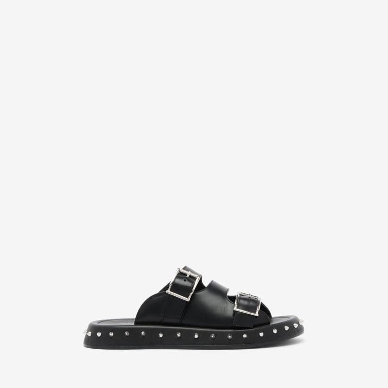 Alexander McQueen Women's Black Buckle Slide - 6 (Calf Leather)